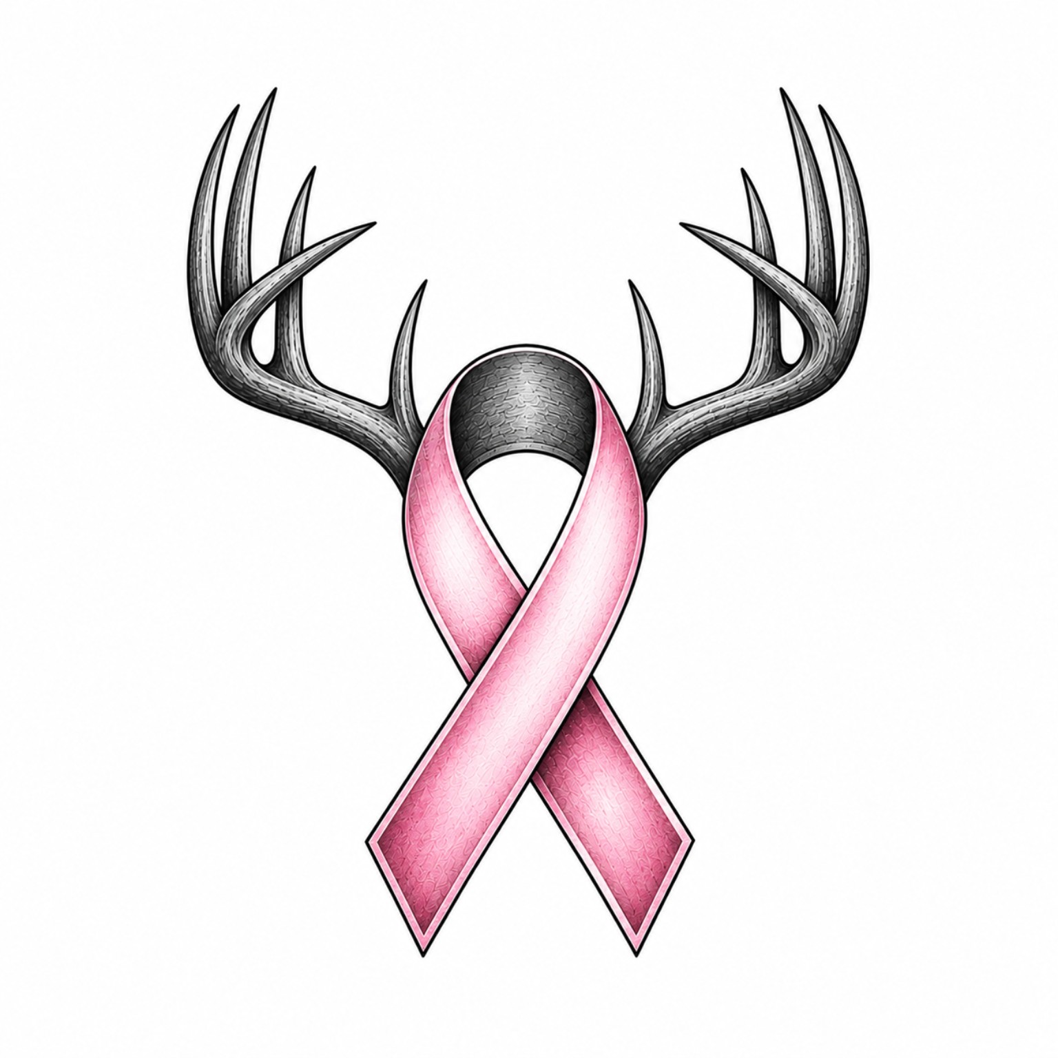 Cancer ribbon and antler logo